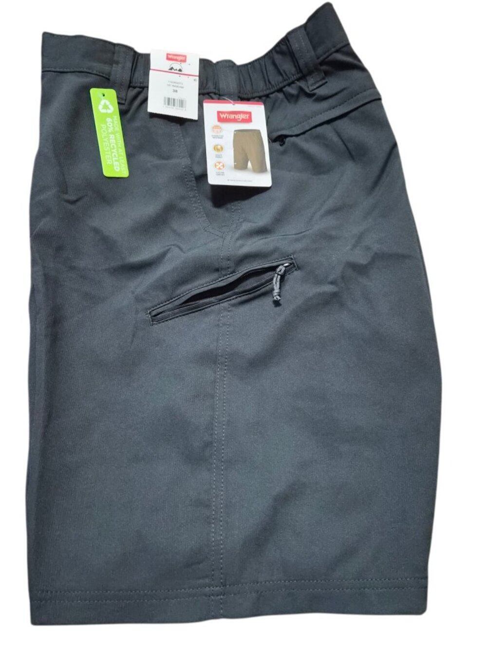 Wrangler Men's Side Elastic Waist Short Size 38 Performance UPF 50 Black - Picture 13 of 14